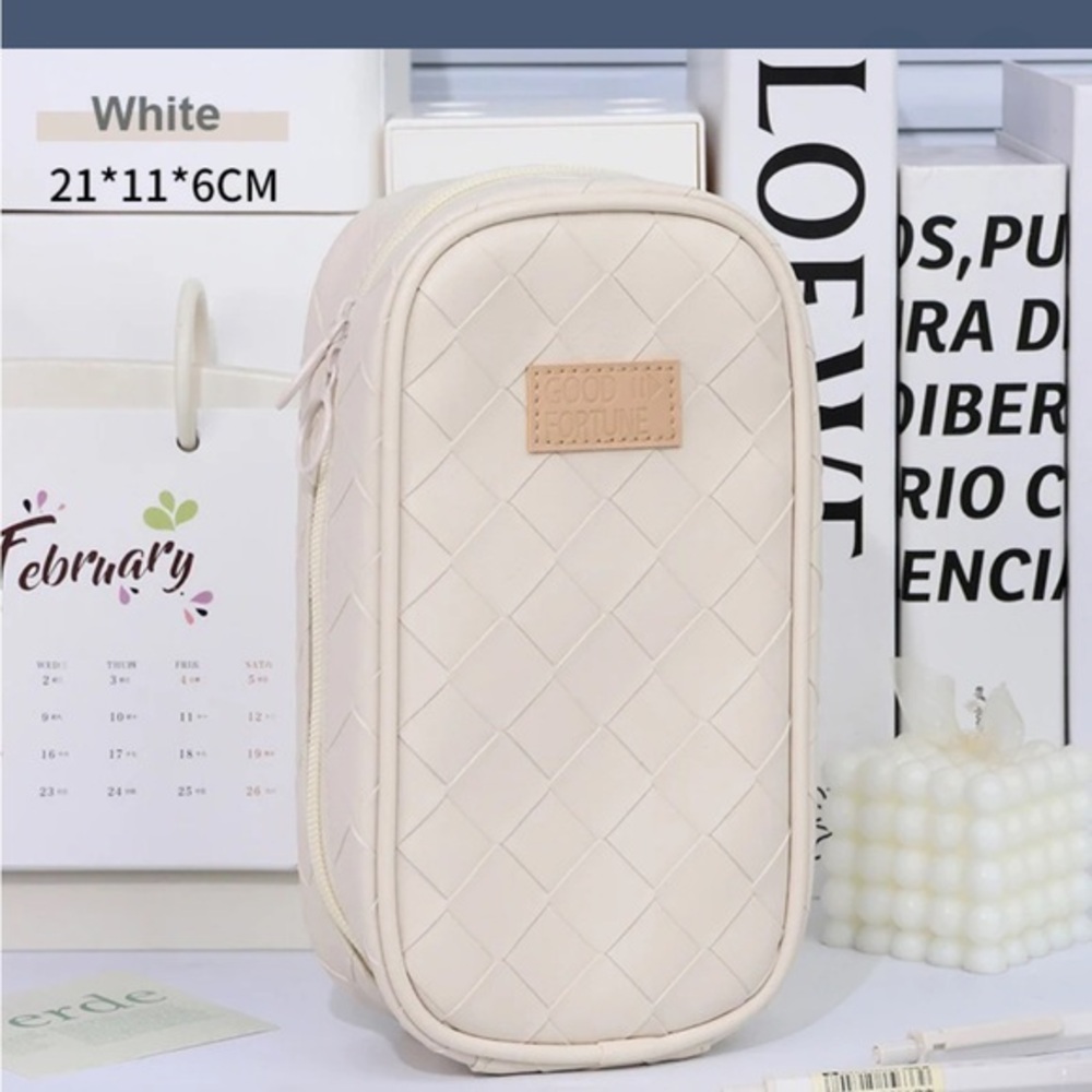 Kawaii Large Capacity Preppy Multi-layer Case in cream
